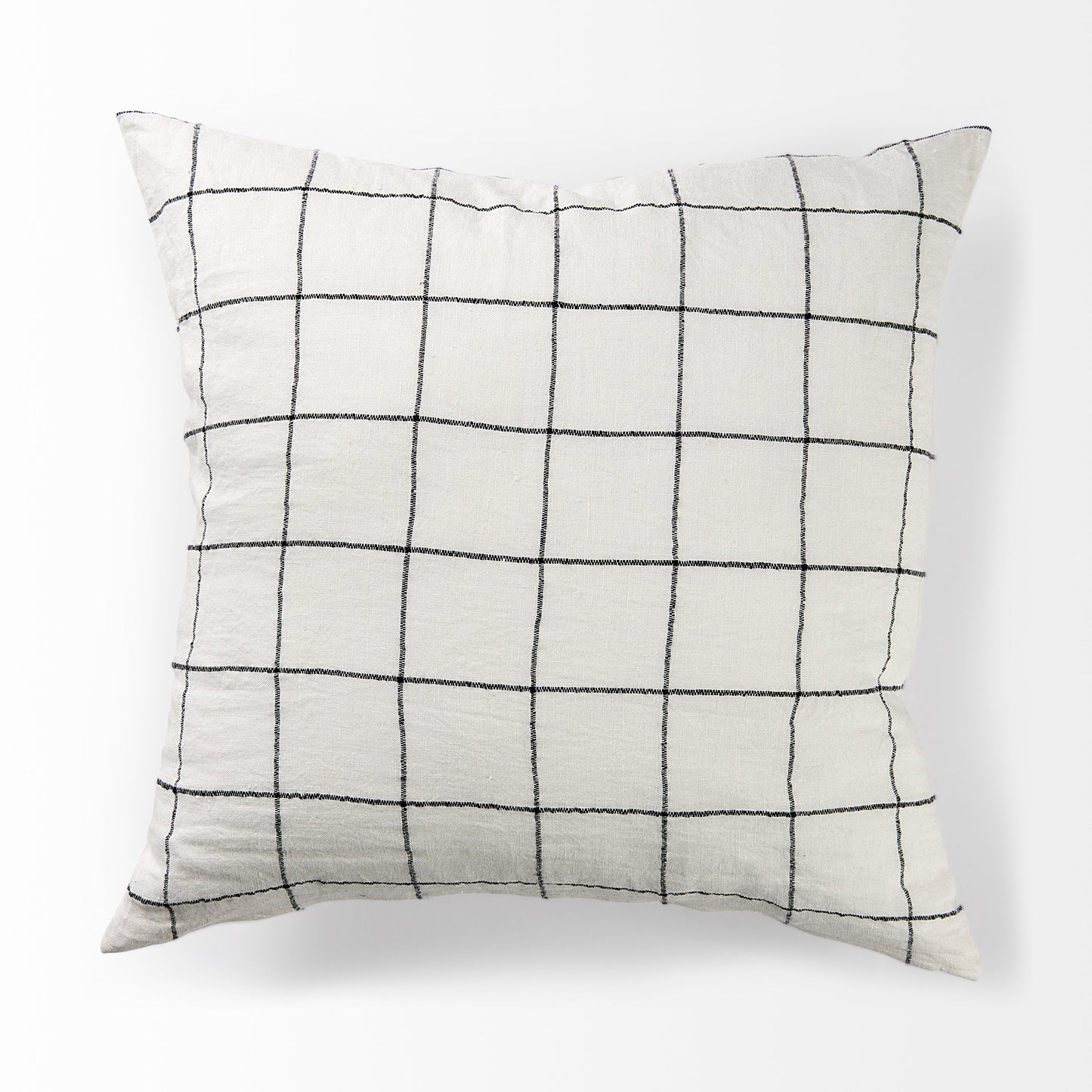 Suzanne 22 x 22 White/Black Square Pattern Decorative Pillow Cover