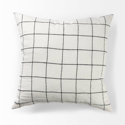 Suzanne 22 x 22 White/Black Square Pattern Decorative Pillow Cover
