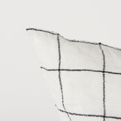 Suzanne 22 x 22 White/Black Square Pattern Decorative Pillow Cover