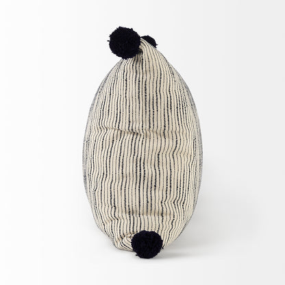 Krystal 20 x 20 Cream/Blue Pom Pom Decorative Pillow Cover