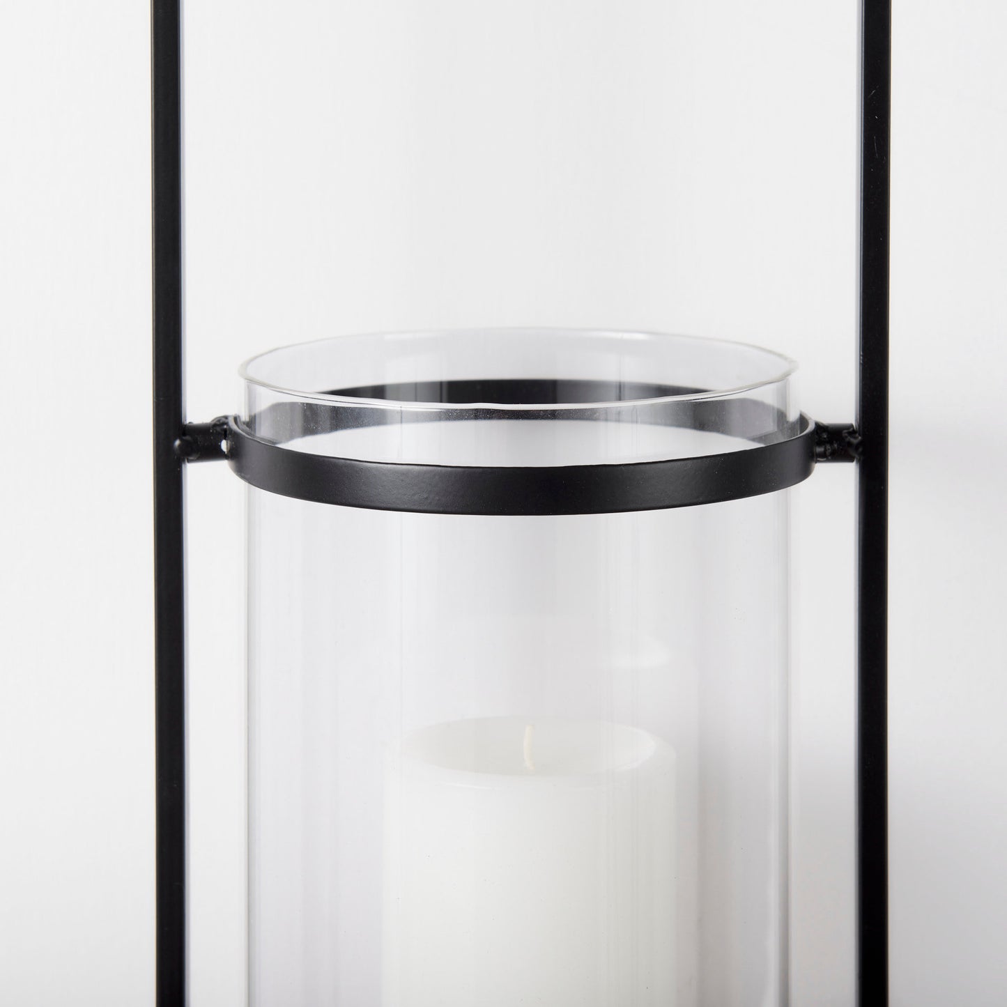 Avram 5.9L x 7.1W x 24.0H Black Metal Frame and Wood Hanging Candle Holder