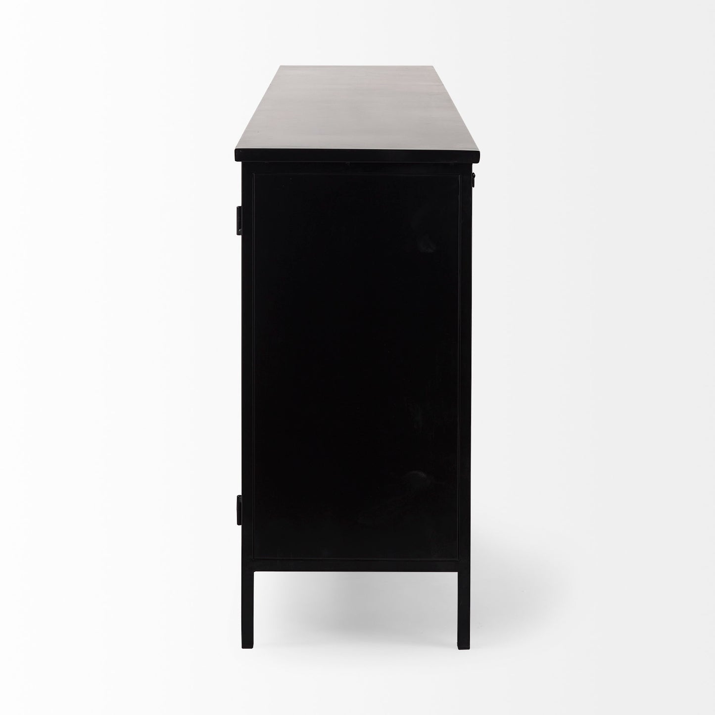 Aurelia 79.0L x 16.0W x 33.0H Black and White Metal Four Door Glass Cabinet