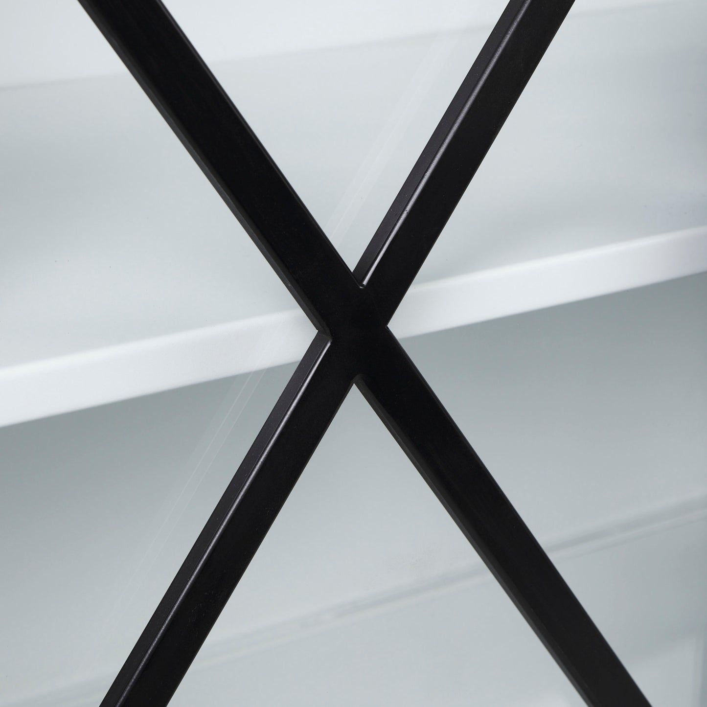 Aurelia 79.0L x 16.0W x 33.0H Black and White Metal Four Door Glass Cabinet