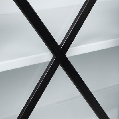 Aurelia 79.0L x 16.0W x 33.0H Black and White Metal Four Door Glass Cabinet