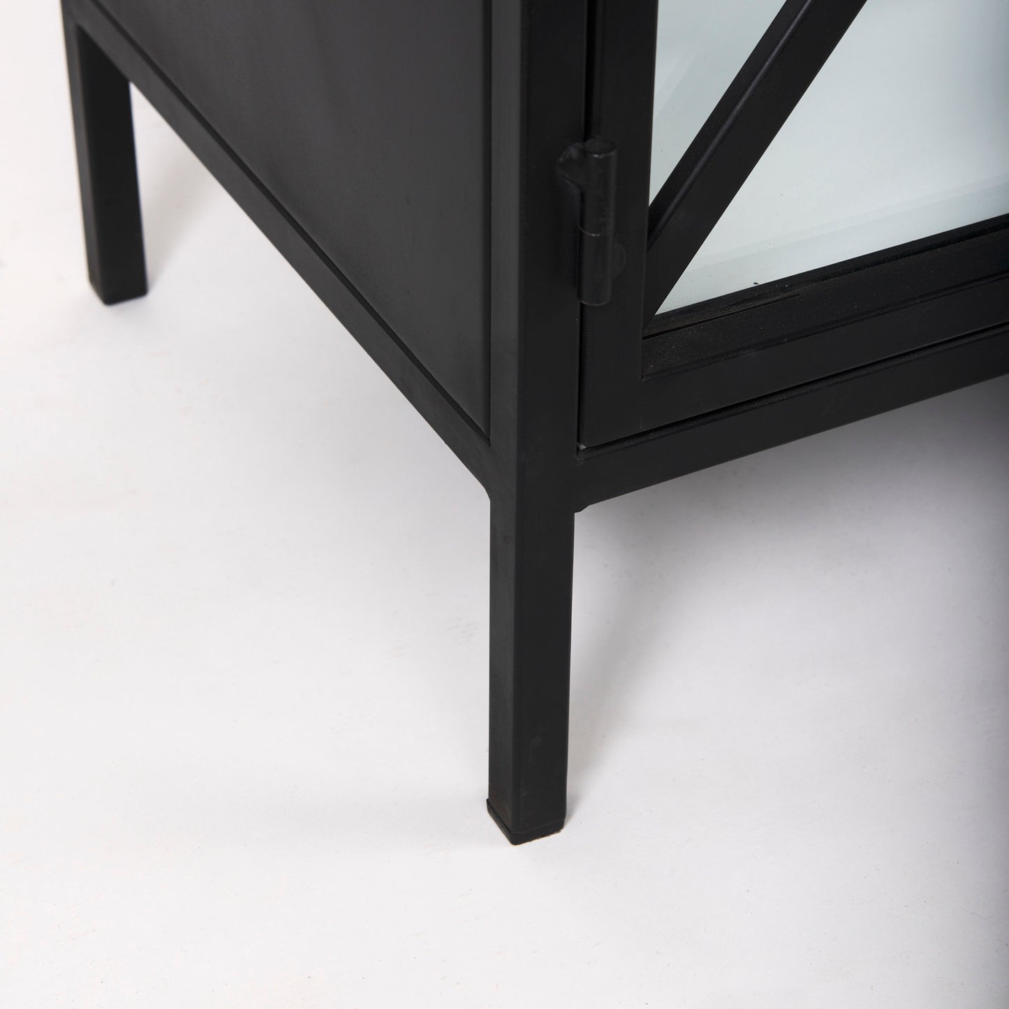 Aurelia 79.0L x 16.0W x 33.0H Black and White Metal Four Door Glass Cabinet