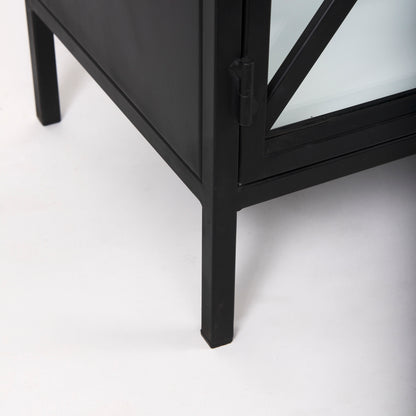 Aurelia 79.0L x 16.0W x 33.0H Black and White Metal Four Door Glass Cabinet