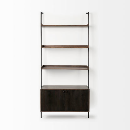Grace 37.5L x 20W x 82H Two-Toned Brown Wood Three Shelf Shelving Unit