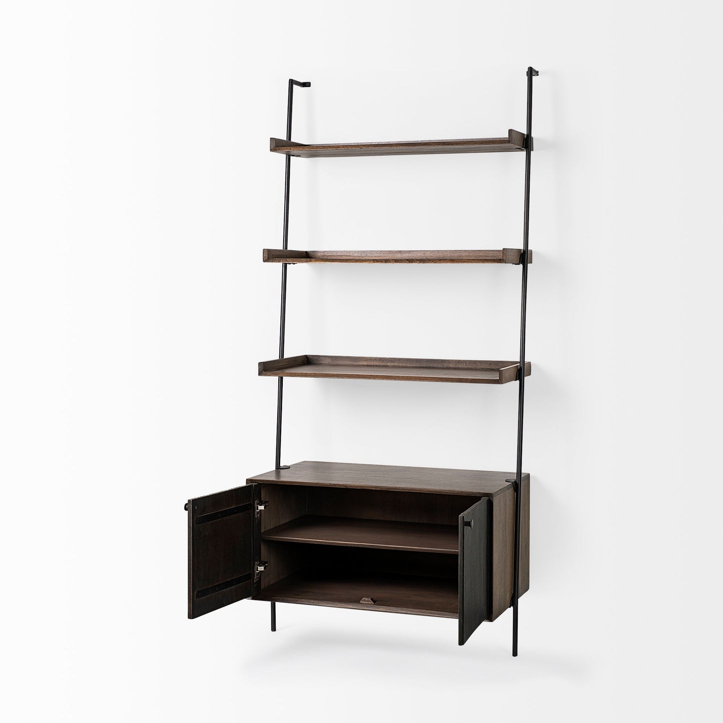 Grace 37.5L x 20W x 82H Two-Toned Brown Wood Three Shelf Shelving Unit