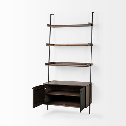 Grace 37.5L x 20W x 82H Two-Toned Brown Wood Three Shelf Shelving Unit