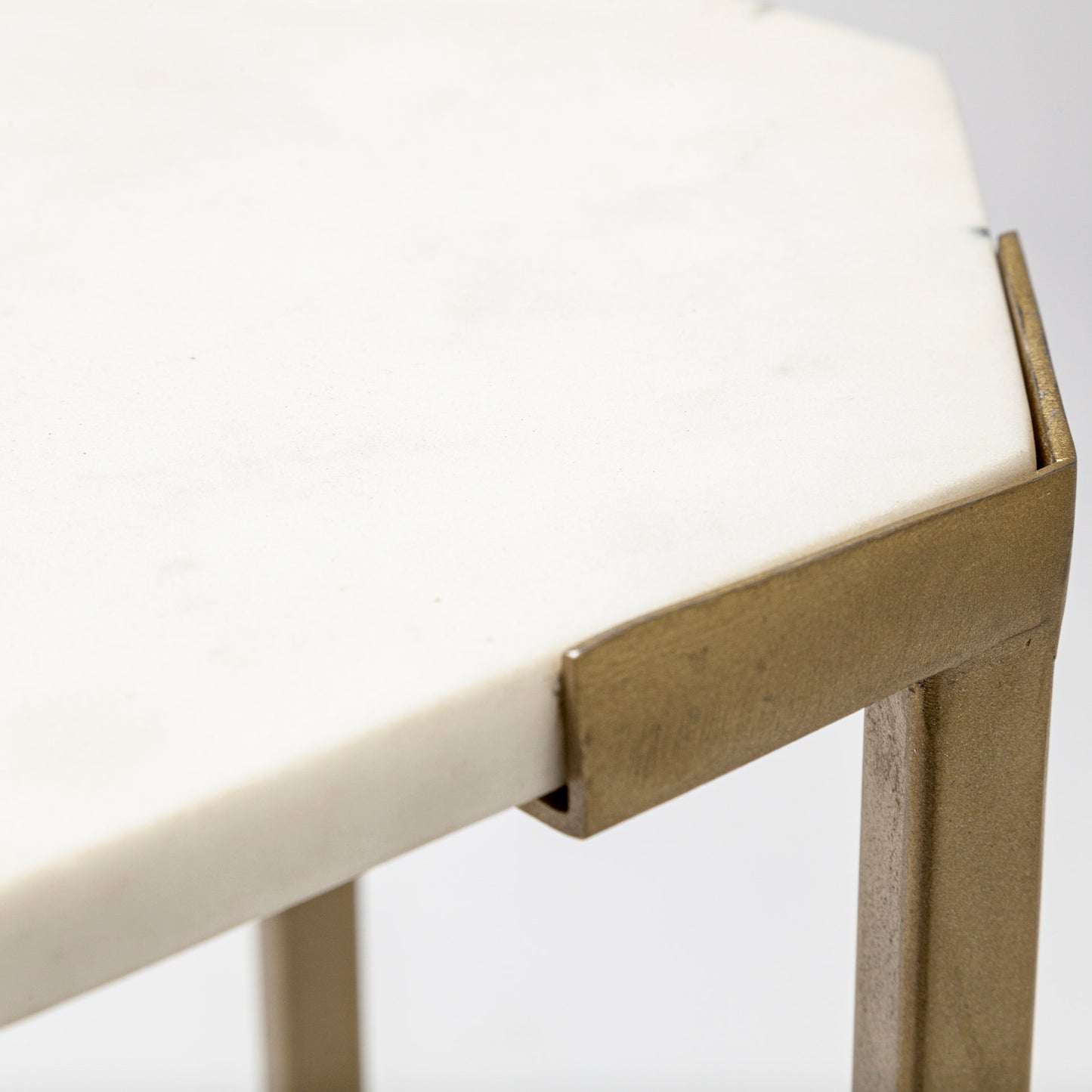 Vincent 33" Octagonal White Marble Tabletop w/ Gold Metal Base Coffee Table