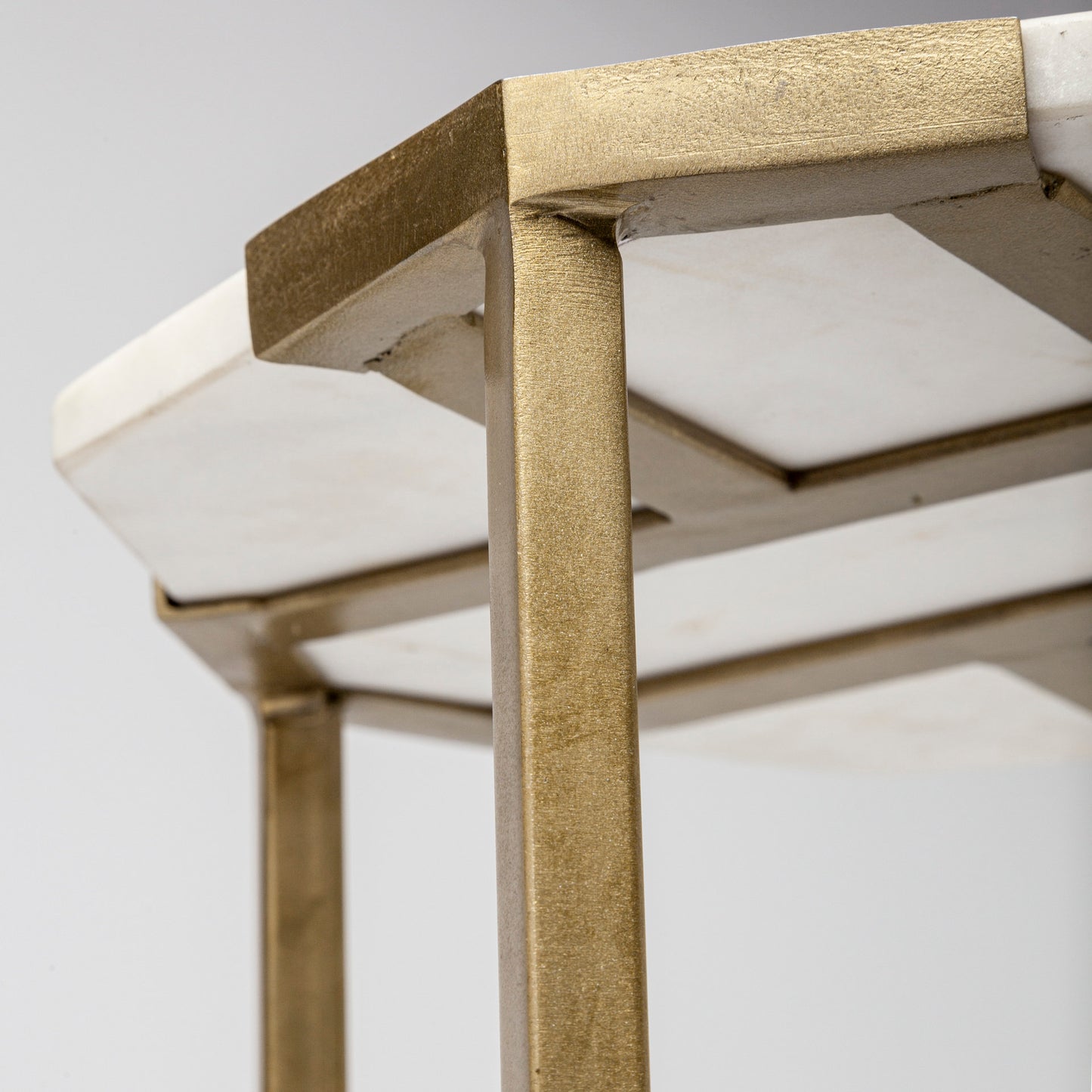 Vincent 33" Octagonal White Marble Tabletop w/ Gold Metal Base Coffee Table