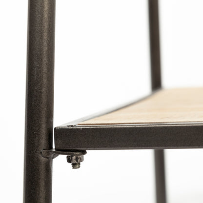 Carell 31L x 18W Black Metal And Wood Shelf Hall Tree