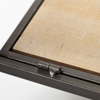 Carell 31L x 18W Black Metal And Wood Shelf Hall Tree