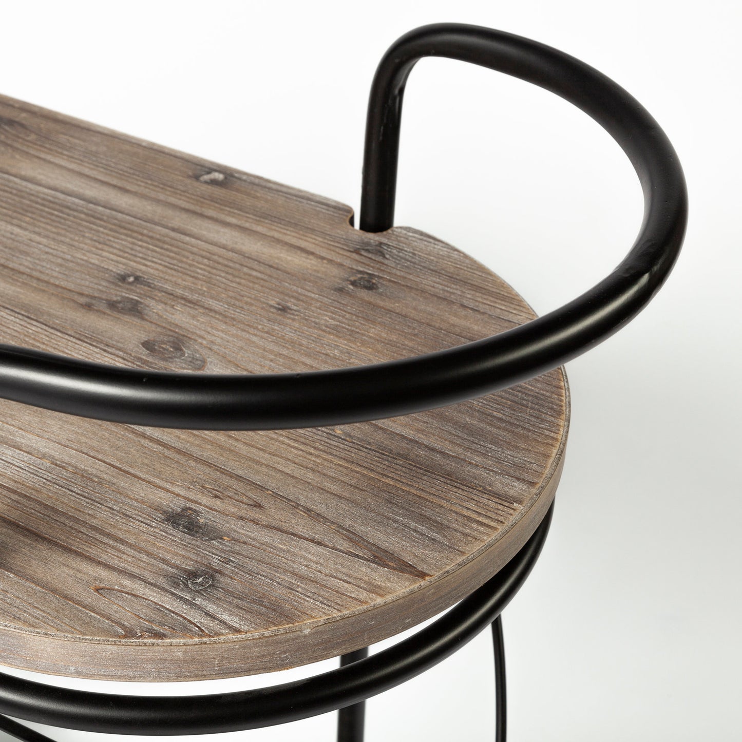 Marlon Black Metal Frame Two Tier Shelves w/Stemware holder Bar Cart