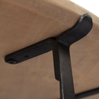 Helios (Set of 2) Brown Solid Wood Top Black Metal Base Nesting Coffee Tables