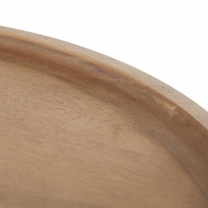 Helios III 20L x 24H Set of Two Round Brown Solid Wood Iron Base Nesting End/Side Tables