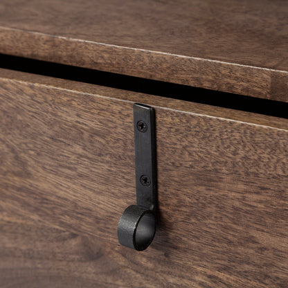 Glenn I 20L x 21W x 24H Dark Brown Wood w/ Black Iron Frame Square End/Side Table