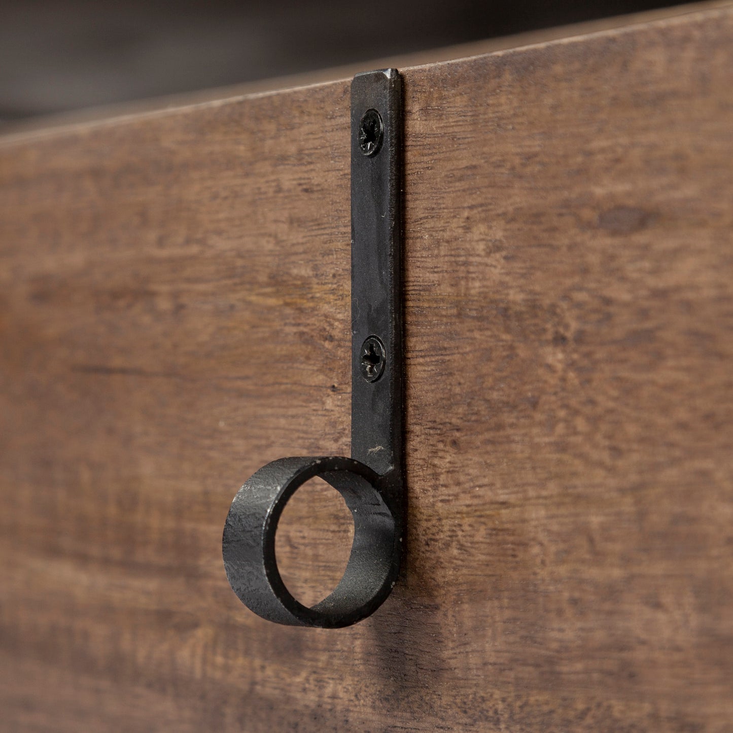 Glenn II 54x30 Dark Brown Wood w/ Black Iron Frame, Rectangle 3 Drawers Coffee Table