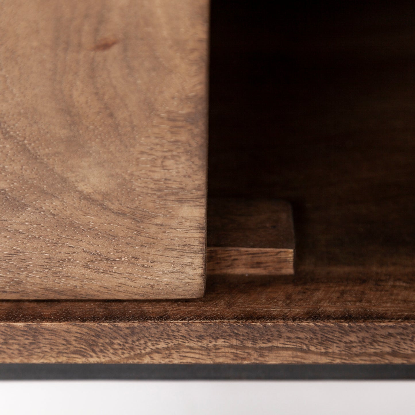 Glenn IV Dark Brown Wood w/ Black Iron Frame Media Console w/ Storage, TV Stand for TV up to 71"