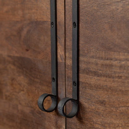 Glenn VI 71.5x18 Dark Brown Wood Frame w/ Black Iron Accent, 6 Drawer, 2 Door Cabinet Sideboard