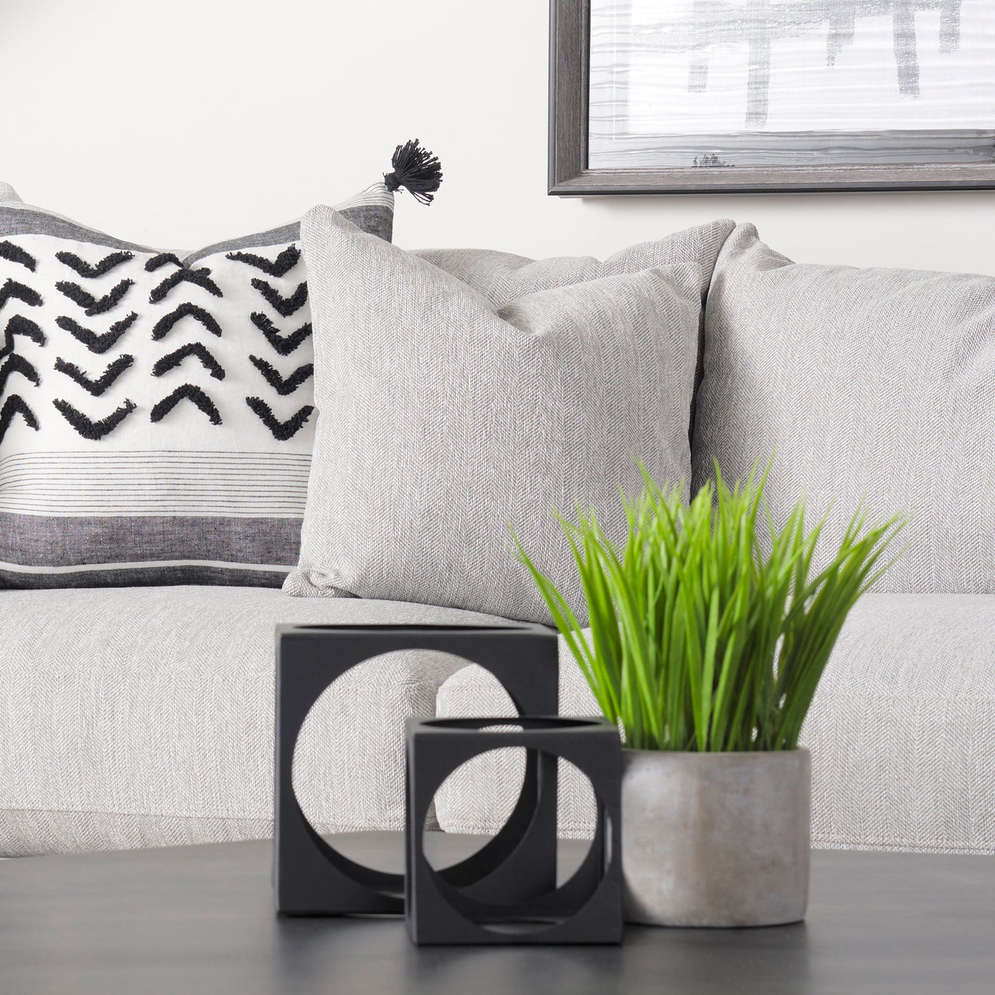 Valence Light Gray Throw Pillow Sectional Piece