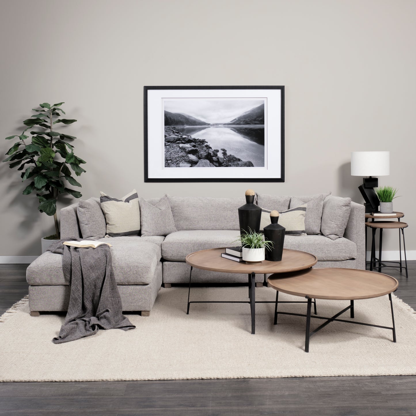 Valence 2 Piece Medium Gray Modular Sofa Set