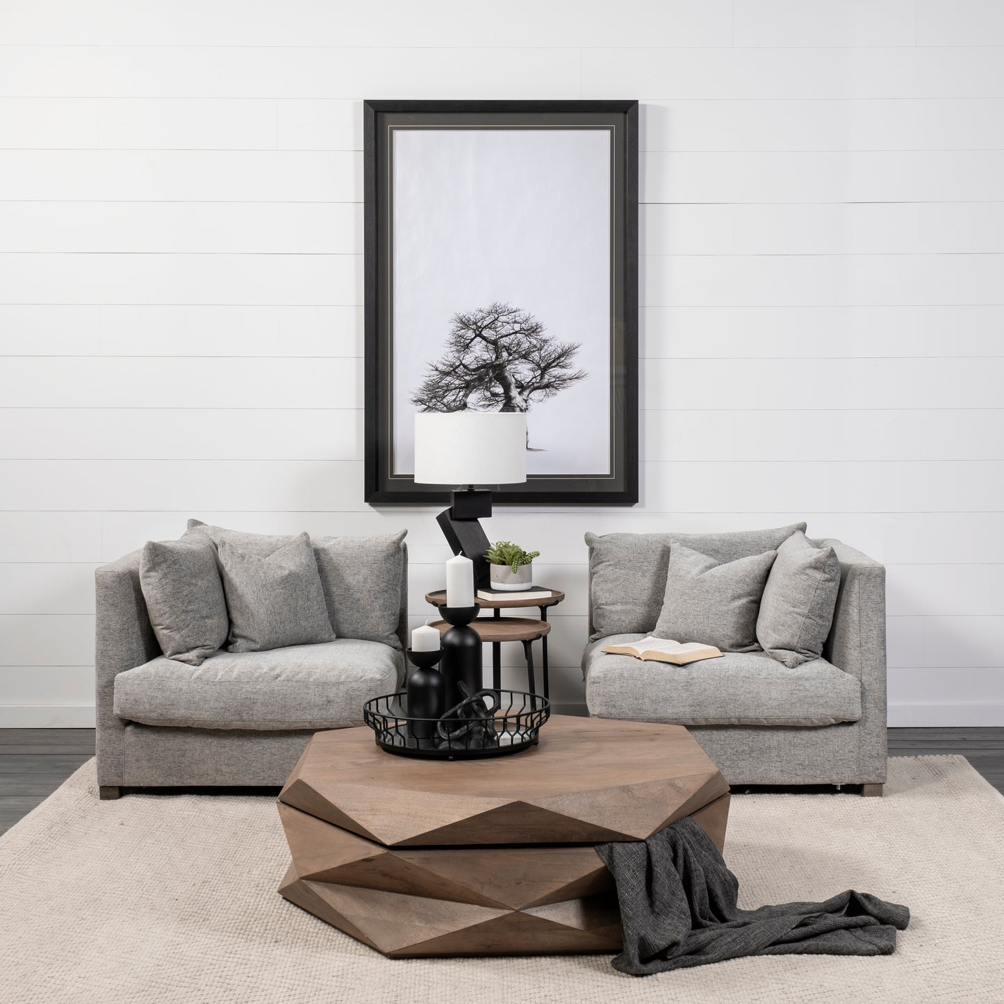 Valence 2 Piece Medium Gray Modular Sofa Set