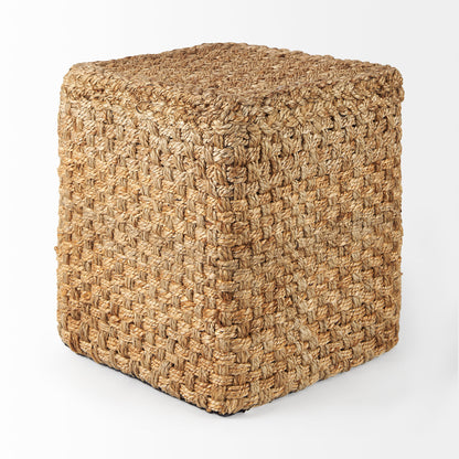 Aylin 16.5" Square Brown Jute Pouf