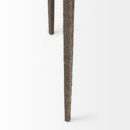 Felicity 15.8L X 15.8W X 22.5H Glass Top W/ White Marble Shelf and Antique Gold Base End/Side Table