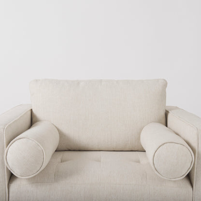 Loretta 40.7L x 36.2W x 33.9H Cream Fabric Chair W/ Two Bolster Cushions