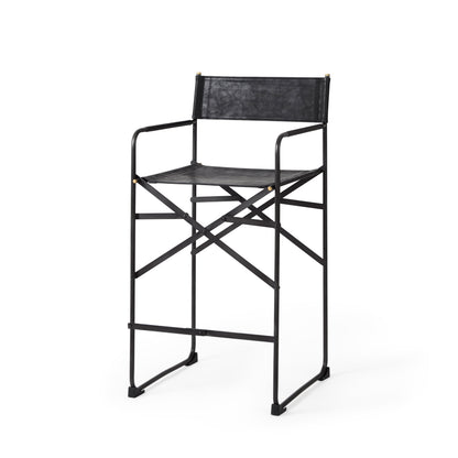 Direttore 19.3L x 19.3W x 40.2H Black Leather W/Black Frame Counter Stool