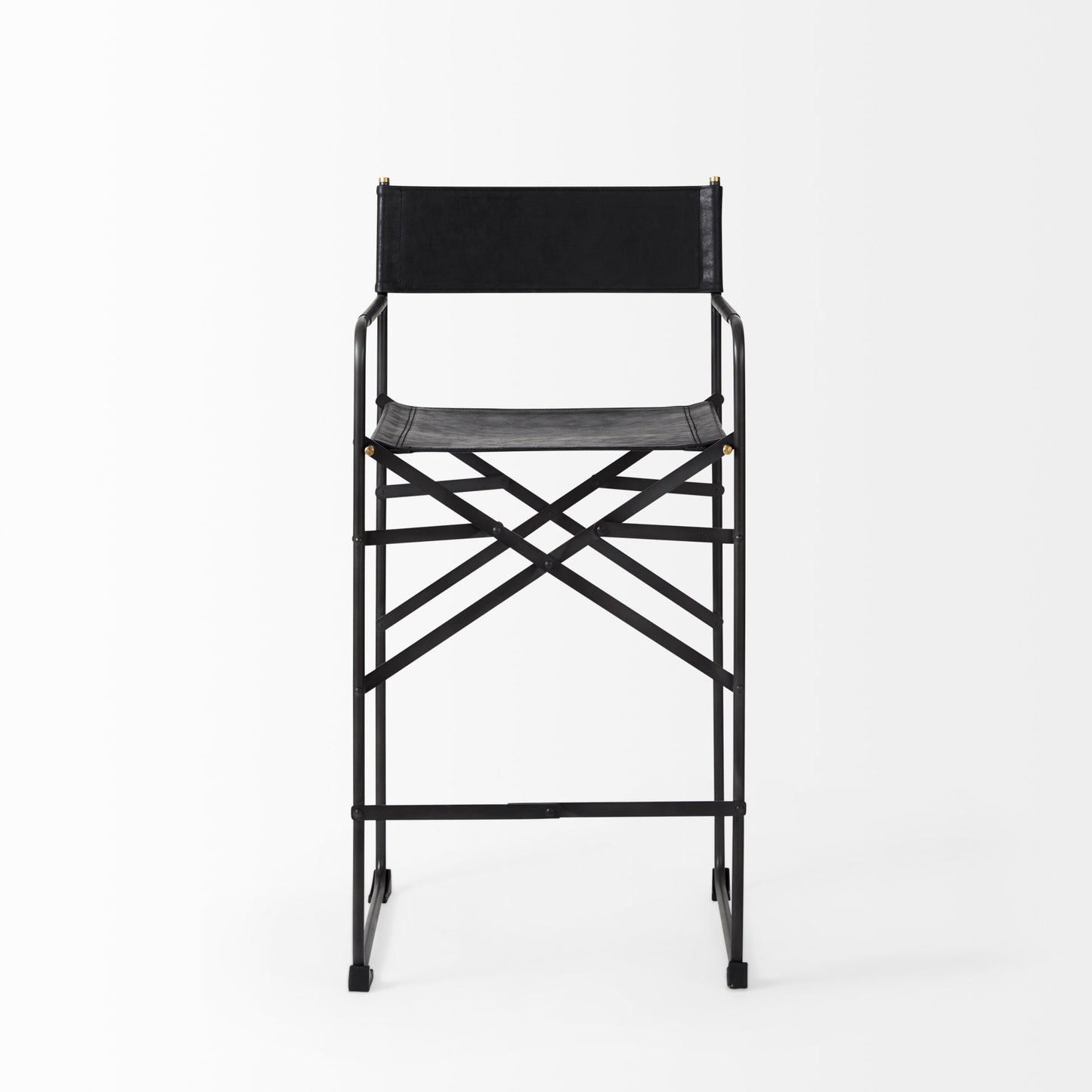 Direttore 19.3L x 19.3W x 40.2H Black Leather W/Black Frame Counter Stool