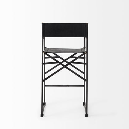 Direttore 19.3L x 19.3W x 40.2H Black Leather W/Black Frame Counter Stool