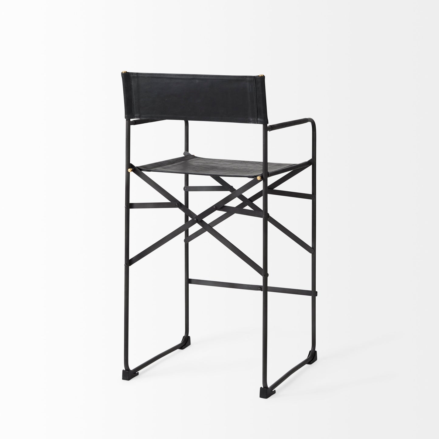 Direttore 19.3L x 19.3W x 40.2H Black Leather W/Black Frame Counter Stool
