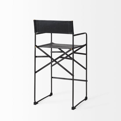 Direttore 19.3L x 19.3W x 40.2H Black Leather W/Black Frame Counter Stool