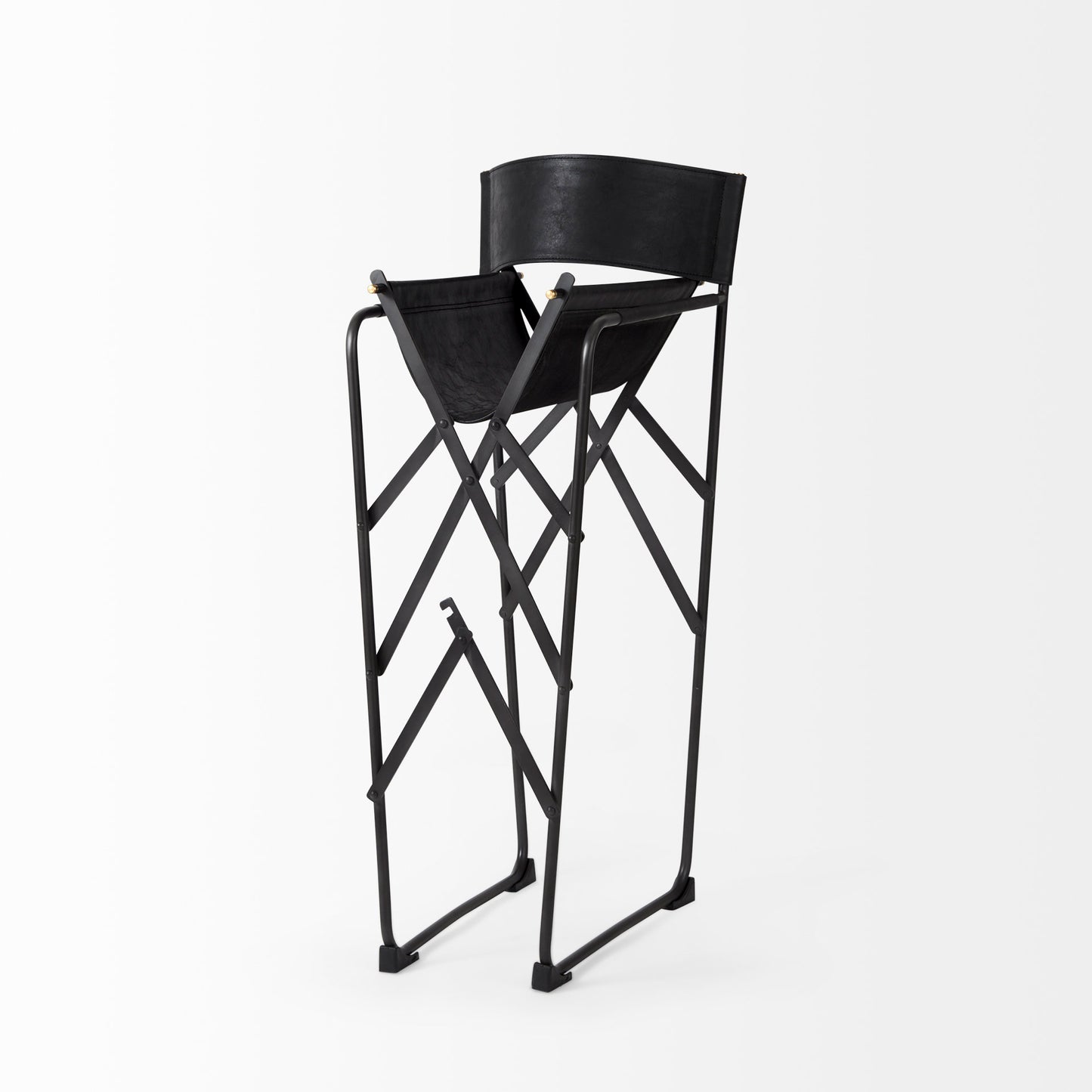 Direttore 19.3L x 19.3W x 40.2H Black Leather W/Black Frame Counter Stool