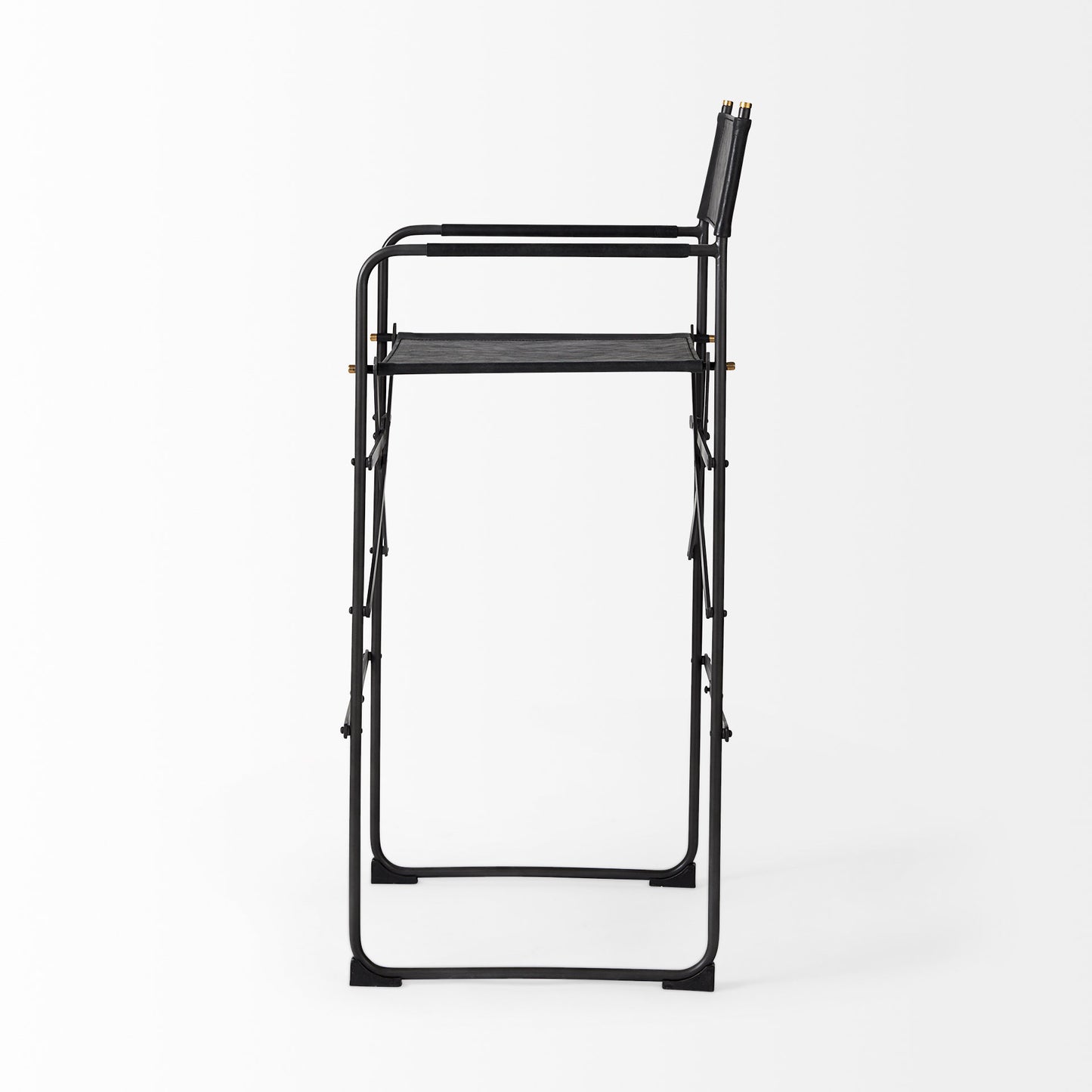 Direttore 19.3L x 19.3W x 44.1H Black Leather Seat W/Black Iron Frame Bar Stool