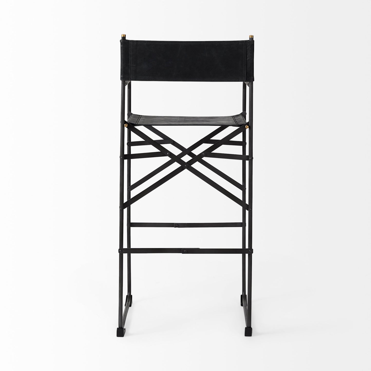 Direttore 19.3L x 19.3W x 44.1H Black Leather Seat W/Black Iron Frame Bar Stool