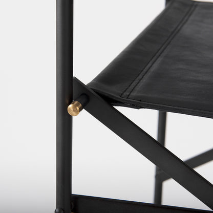 Direttore 19.3L x 19.3W x 44.1H Black Leather Seat W/Black Iron Frame Bar Stool