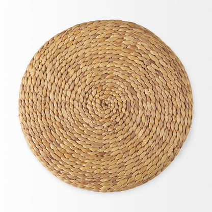 Maya 17.7L x 17.7W x 17.7H Light Brown W/Medium Brown Stripes Seagrass Round Pouf