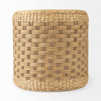 Michelle 17.7L x 17.7W x 17.7H Light Brown Woven Seagrass Round Pouf