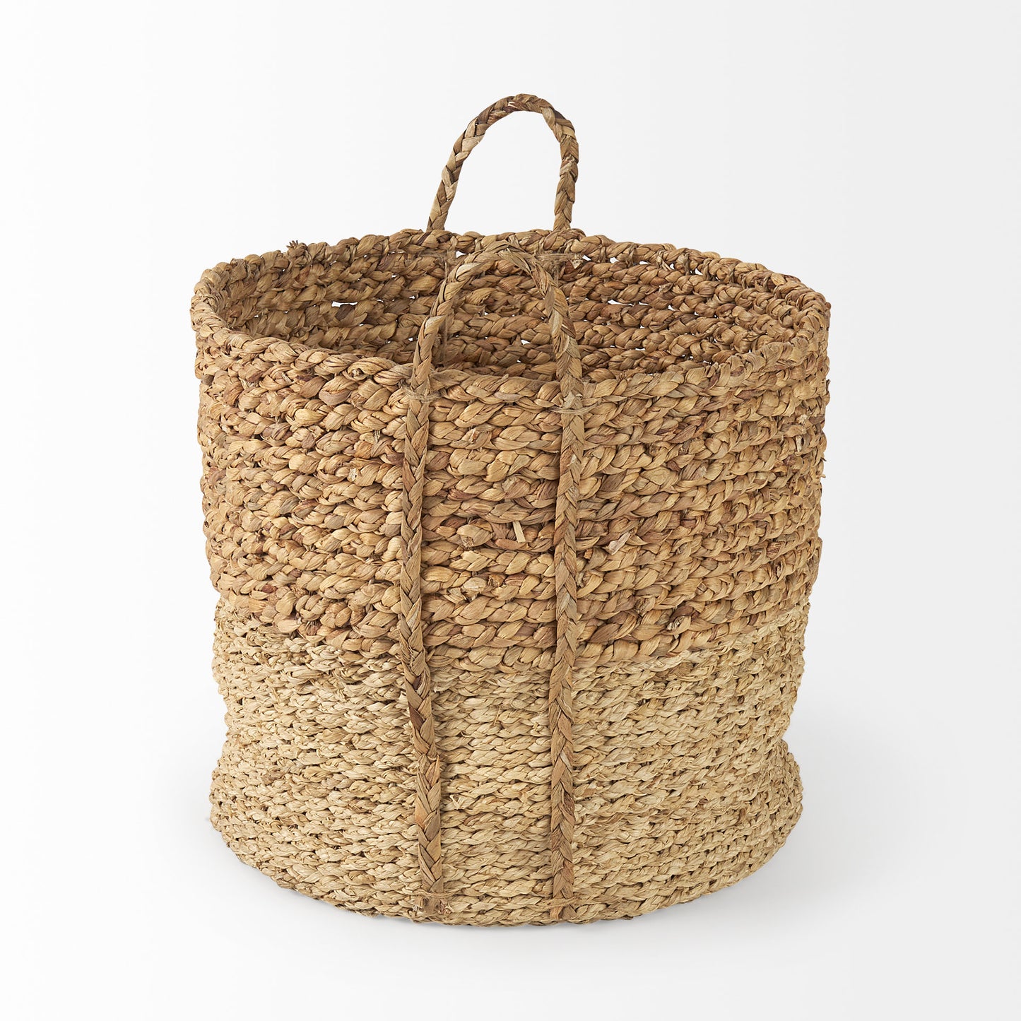 Morocco 15.7L x 15.7 (Set of 3) Brown Two Tone Water Hyacinth and Cornhusk Round Basket W/ Handles