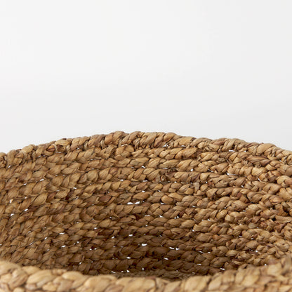 Morocco 15.7L x 15.7 (Set of 3) Brown Two Tone Water Hyacinth and Cornhusk Round Basket W/ Handles