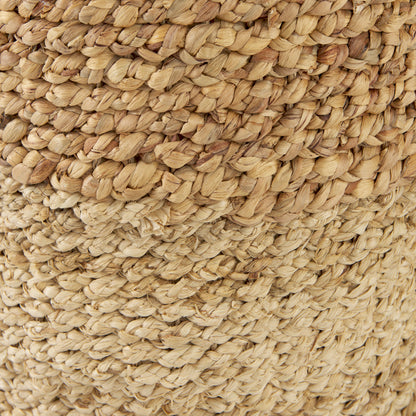 Morocco 15.7L x 15.7 (Set of 3) Brown Two Tone Water Hyacinth and Cornhusk Round Basket W/ Handles