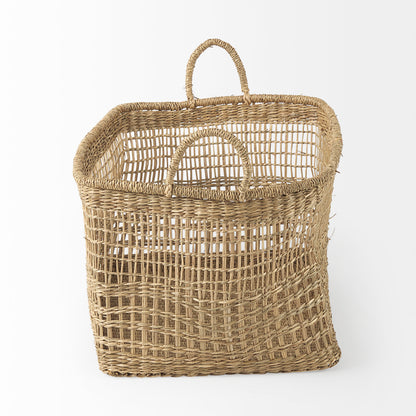 Bellisa 18.5L x 14.6W x 11.0H (Set of 2) Medium Brown Seagrass Rectangular Basket W/ Handles