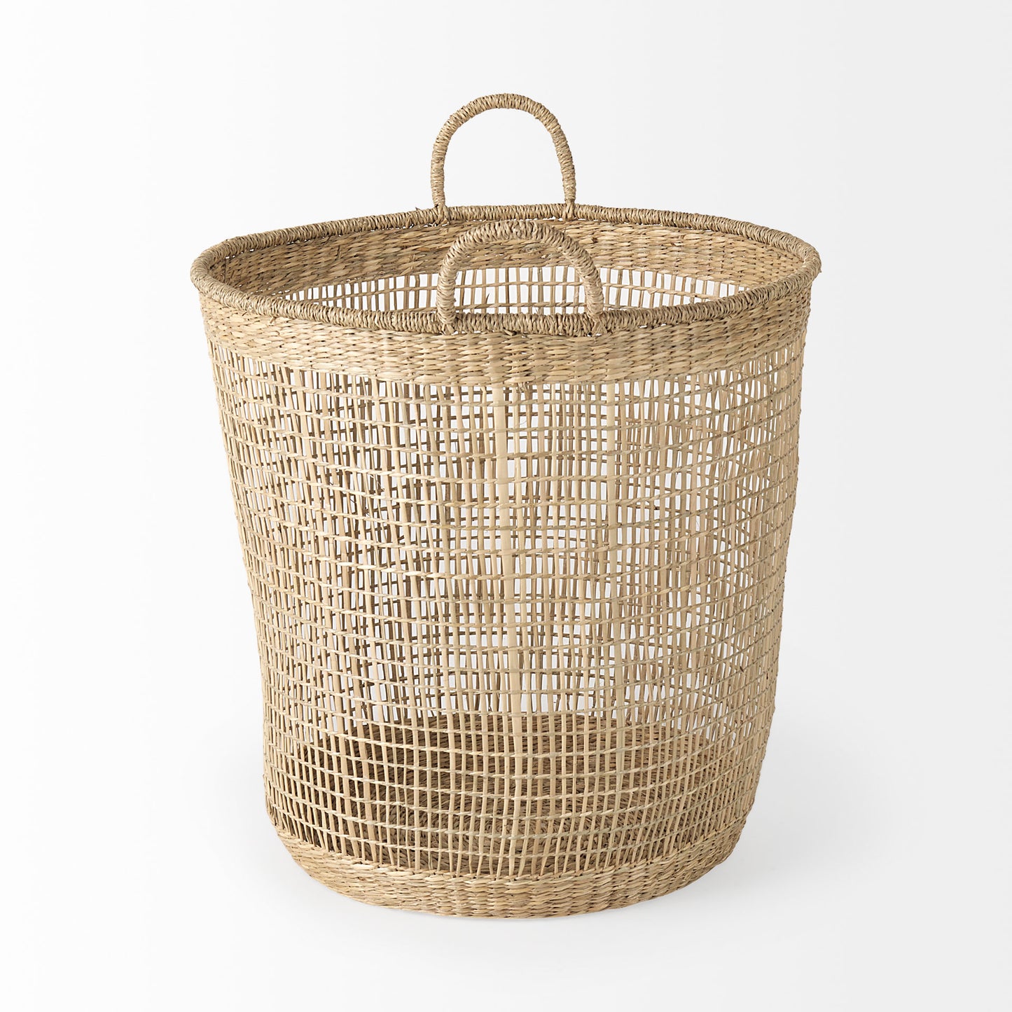 Bowie 19.7L x 19.7W x 19.7H (Set of 3) Medium Brown Seagrass Round Basket W/ Handles