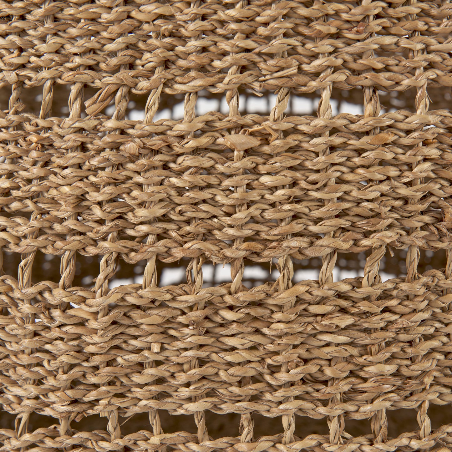 Hayes 17.7L x 17.7W x 11.8H (Set of 2) Medium Brown Seagrass Round Basket with Stripe Pattern