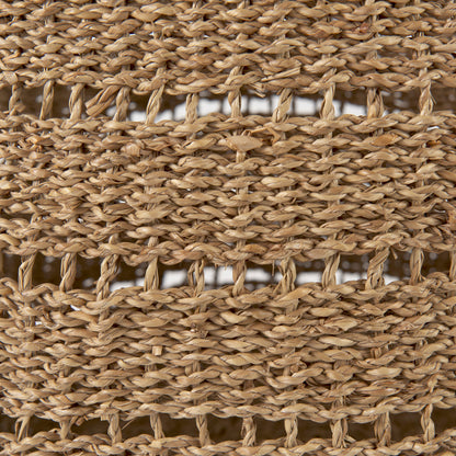Hayes 17.7L x 17.7W x 11.8H (Set of 2) Medium Brown Seagrass Round Basket with Stripe Pattern