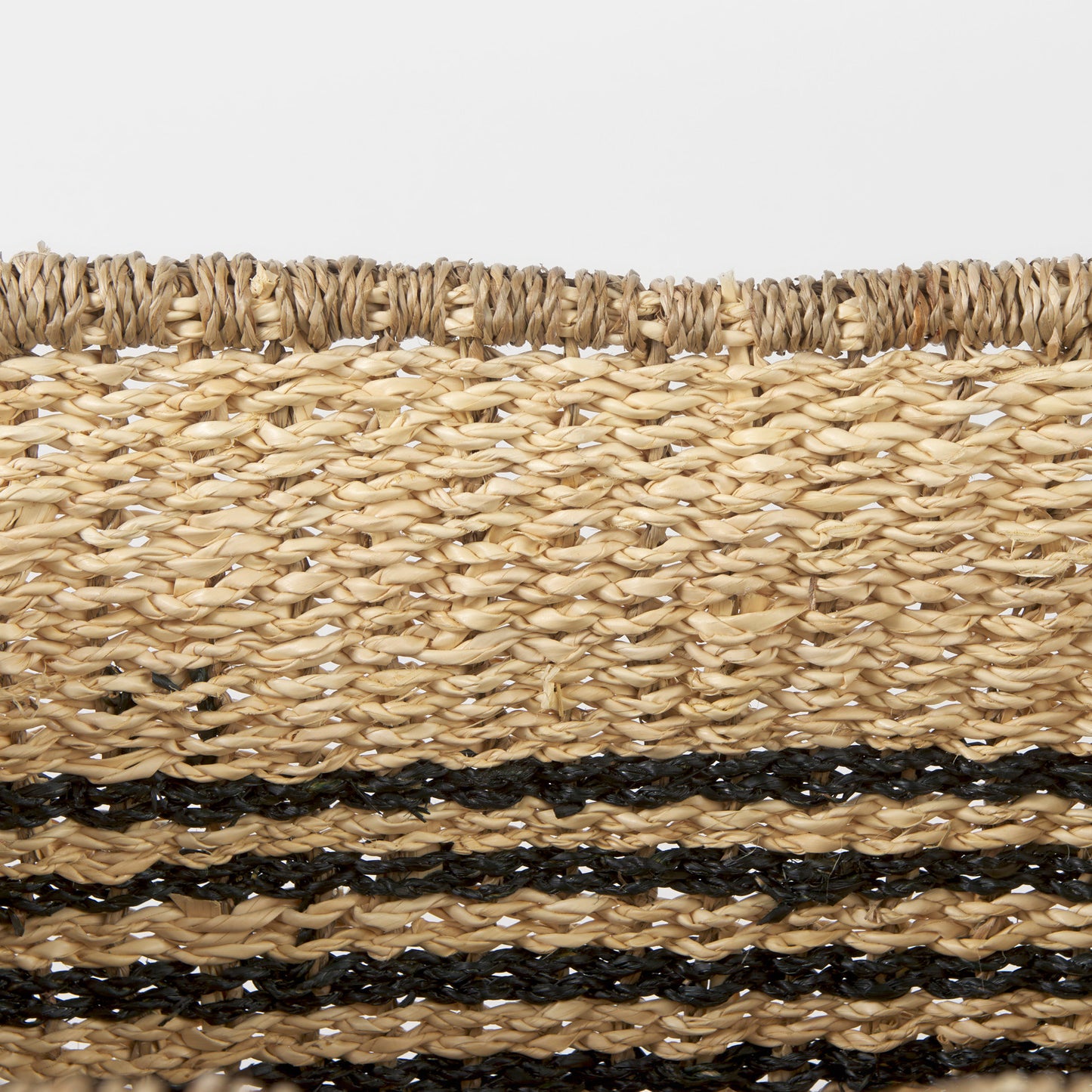 Emma 17.3L x 13.0W x 11.0H (Set of 2) Light Brown Seagrass Rectangular Basket W/ Black Stripes