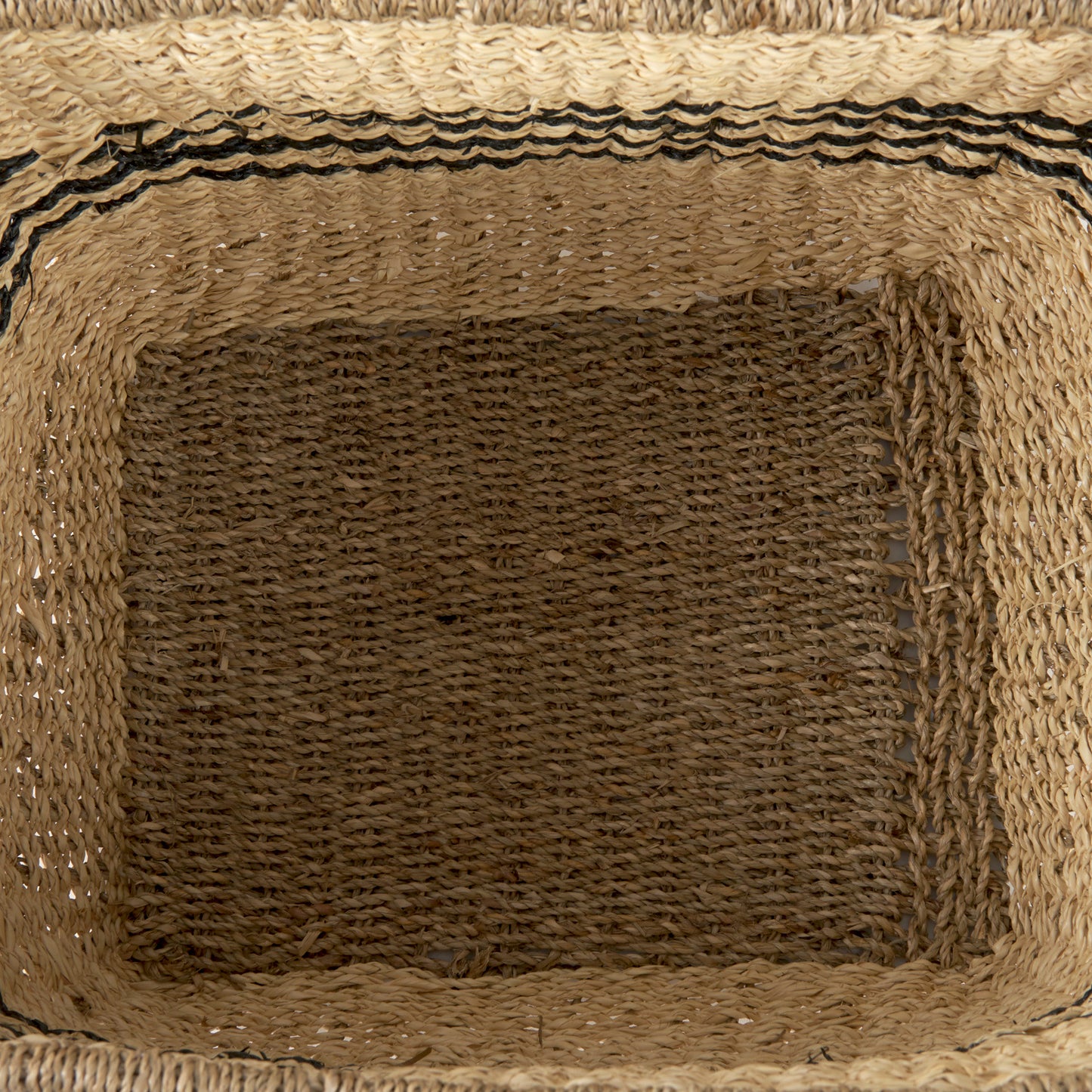 Emma 17.3L x 13.0W x 11.0H (Set of 2) Light Brown Seagrass Rectangular Basket W/ Black Stripes